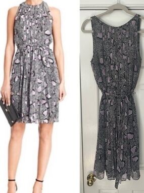 DVF Cheetah Island Hombre Pleated Dress Lavender Size 10